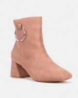 Public Desire BFF Heeled Ankle Boots Blush Nude Faux Suede Photo