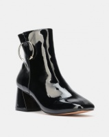 Public Desire BFF Heeled Ankle Boots Black Patent Photo