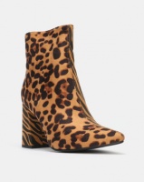 Public Desire Chaos Heeled Ankle Boots Leopard and Tiger Faux Suede Photo