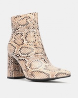 Public Desire Hollie Heeled Ankle Boots Natural Snake PU Photo