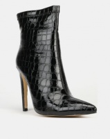 Public Desire Revive Heeled Ankle Boots Patent Croc Black Photo