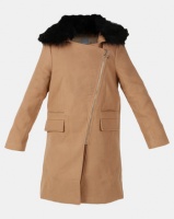 Utopia Melton Coat With Faux Fur Trim Camel Photo