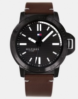 Tommy Hilfiger Mens Diver Watch Silicone Strap Brown Photo