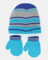 Character Planet Mickey Beanie & Mittens Set Blue Photo
