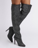PLUM Over The Knee Heeled Boot Pewter Photo