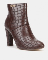 Gino Paoli Heeled Croc Detail Ankle Boot Brown Photo