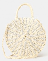 New Look Round Straw Effect Woven Cross Body Bag Silver Photo