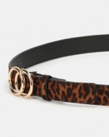 New Look Leopard Print Circle Buckle Belt Tan Photo