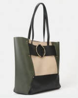 New Look Leather-Look Ring Strap Tote Bag Dark Khaki Photo
