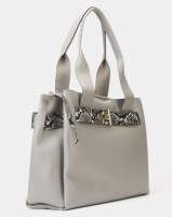 New Look Faux Snake Strap Tote Bag Grey Photo