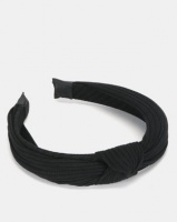 New Look Ribbed Knot Top Headband Black Photo