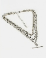 New Look Layered T-Bar Chain Necklace Silver Photo