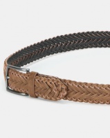 New Look PIaited Leather-Look Belt Tan Photo