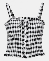 New Look Black Check Lace Up Shirred Cami Photo