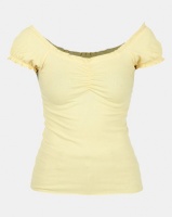 New Look Pale Yellow Frill Edge Ribbed T-Shirt Photo