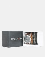 Hallmark Watch and Cross Bangle Gift Set Black/Silver Photo