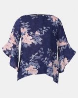 Revenge Flower Print Top Blue Photo