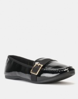 Legit Loafer with Petersham Overlay with Gold Buckle Black Photo