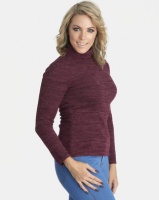 Contempo Long Sleeve Knitted Poloneck Wine Photo