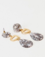Lily Rose Lily & Rose Speckled 3 Shape Resin Earrings Grey/Gold Photo