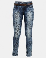 Utopia Blue Animal Printed Jeans With Belt Photo