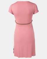 Cherry Melon Pearl Rose Belted Scoop-neck Short Sleeve Dress Photo