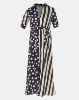 Utopia Maxi Dress With Tie Spot/Stripe Black Photo