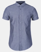 Smith & Jones Dark Blue Henthorn Short Sleeve Plain Shirt Photo