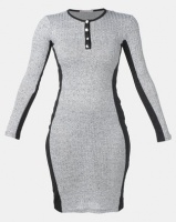 Legit Long Sleeve Colourblock Tube Midi Dress Grey Photo