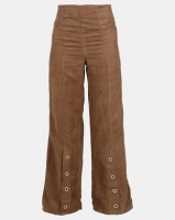 Legit Suede Panelled Front Wideleg Pant Tobacco Photo