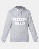 Legit Hoodie Pullover With Weekend Goals Screen Print Grey Melange Photo