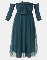 Legit 3/4 Sleeve Knot Front Prom Dress Teal Photo