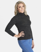 Contempo Long Sleeve Knitted Poloneck Black Photo