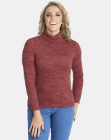 Contempo Long Sleeve Knitted Poloneck Rust Photo