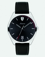 Ferrari Abetone Leather Strap Watch Black Photo