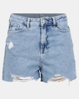 New Look Ripped Denim Shorts Pale Blue Photo