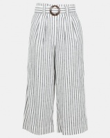 New Look Stripe Linen Blend Trousers Cream Photo