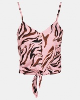 New Look Zebra Print Tie Front Cami Pink Photo