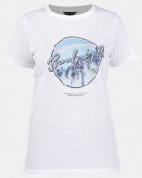 New Look Beverly Hills Rainbow Slogan T-Shirt White Photo