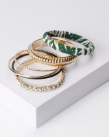 New Look 6 Pack Mixed Palm Print Bangles Gold Photo