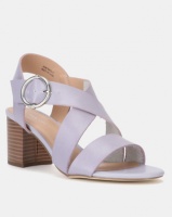 New Look Leather-Look Cross Strap Block Heels Lilac Photo