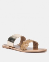 New Look Leather Plait Strap Sliders Tan Photo