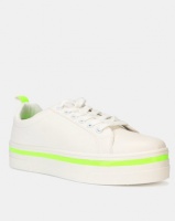 New Look Neon Trim Lace Up Trainers White Photo