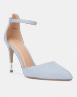 New Look Suedette Ankle Strap Stiletto Courts Light Blue Photo