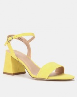 New Look Suedette Flared Low Block Heels Bright Yellow Photo