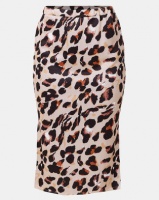 Royal T Leopard Print Silky Midi Skirt Brown Photo