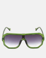 You I You & I Emerald Green Oversized Hexagon Sports Luxe Shield Sunglasses Photo