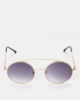 You I You & I Gold Double Bar Vintage Looking Round Sunglasses Photo