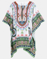 Allegoria White/Green Multi Mini Kaftan Photo