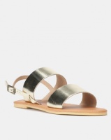 Leather Double Strap Sandal Gold Photo
